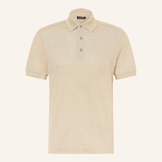 Polo Zegna - En piqué et soie - Beige