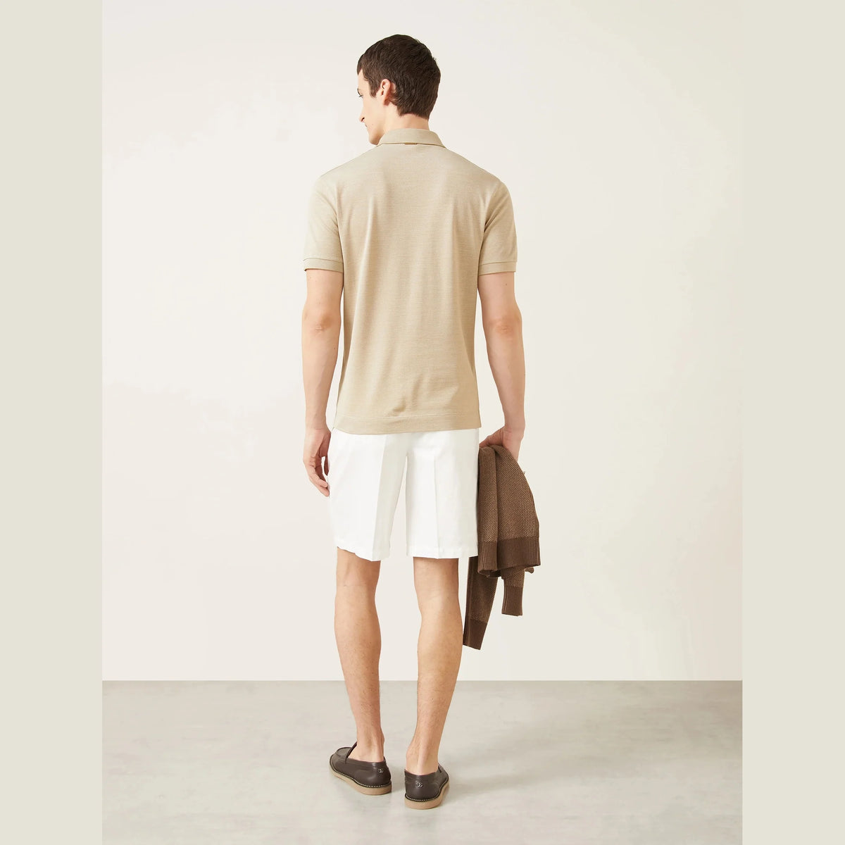 Polo Zegna - En piqué et soie - Beige