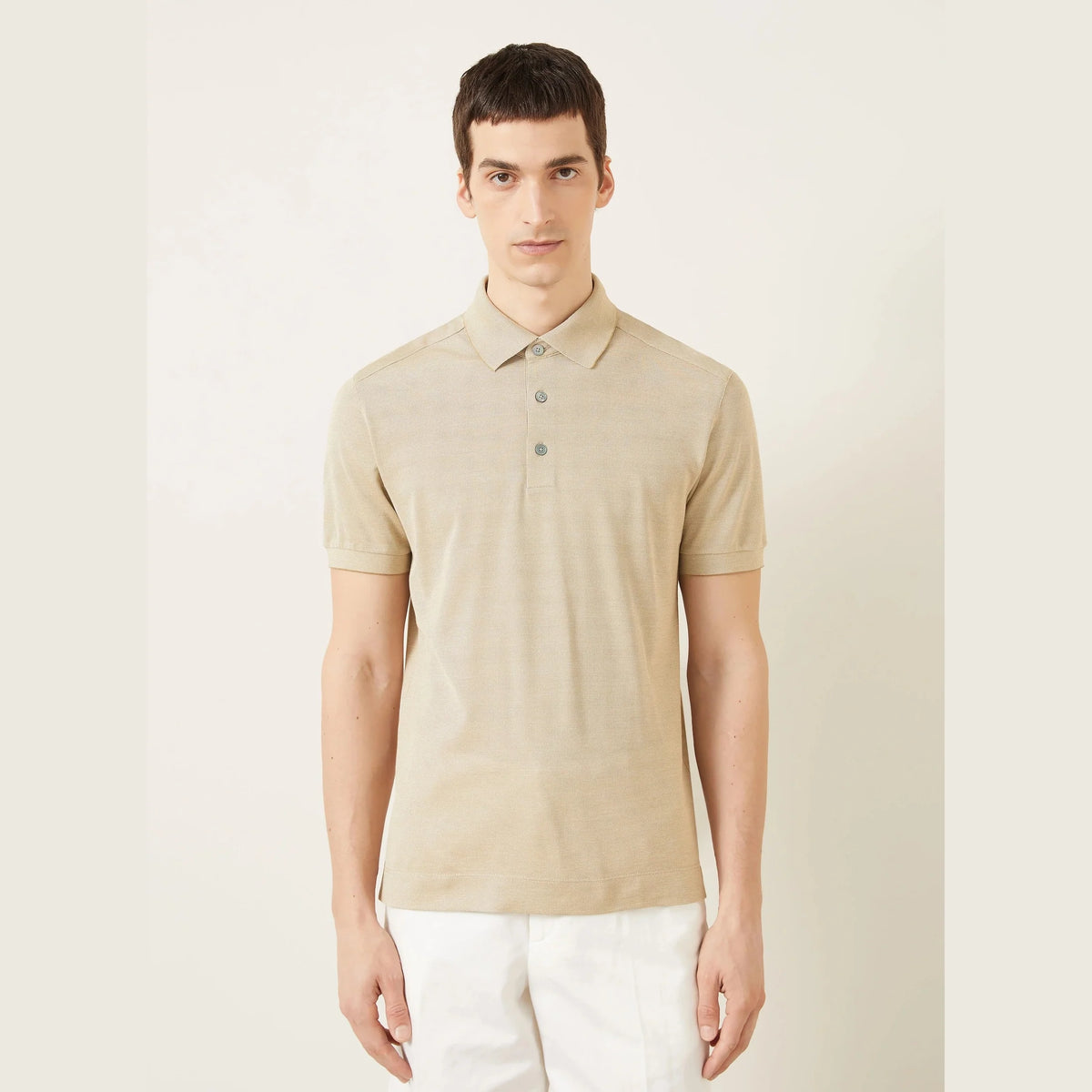 Polo Zegna - En piqué et soie - Beige