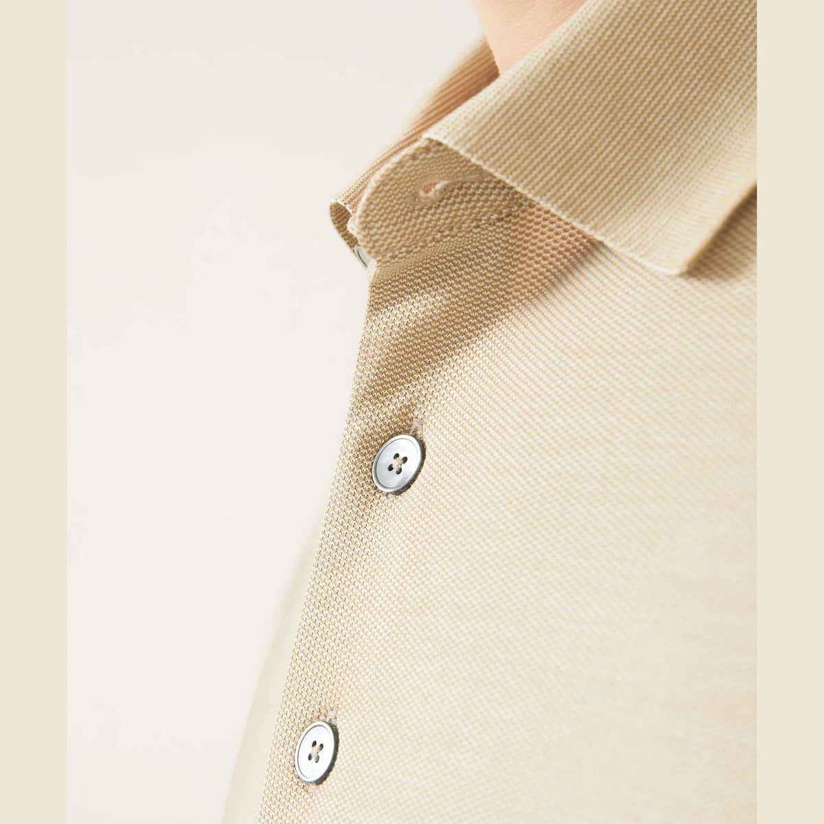 Polo Zegna - En piqué et soie - Beige