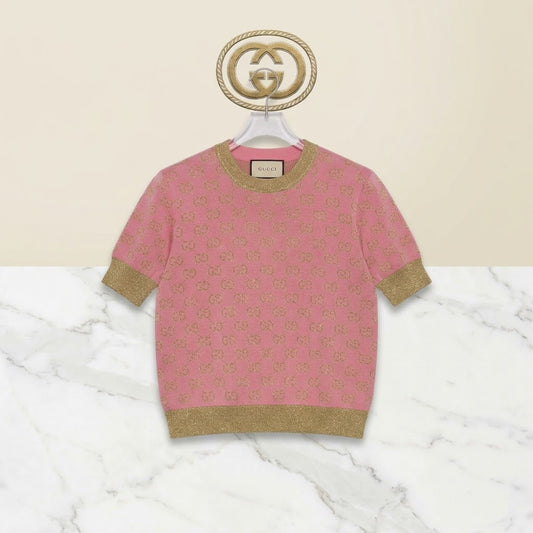 T-shirt en Maille Monogrammé – Rose & Doré