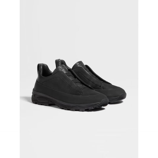 Espadrilles Zegna - Triple Stitch™ - Monte en Cuir et Veau Velours Noir
