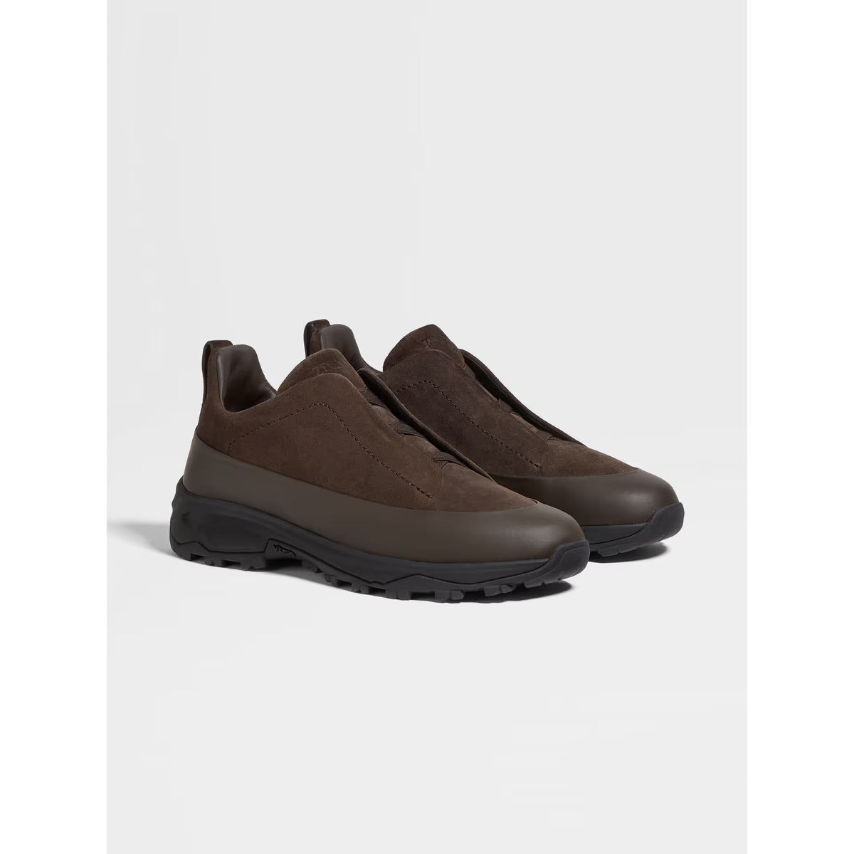 Espadrilles Zegna - Triple Stitch™ - Monte en Cuir et Veau Velours Marron Foncé